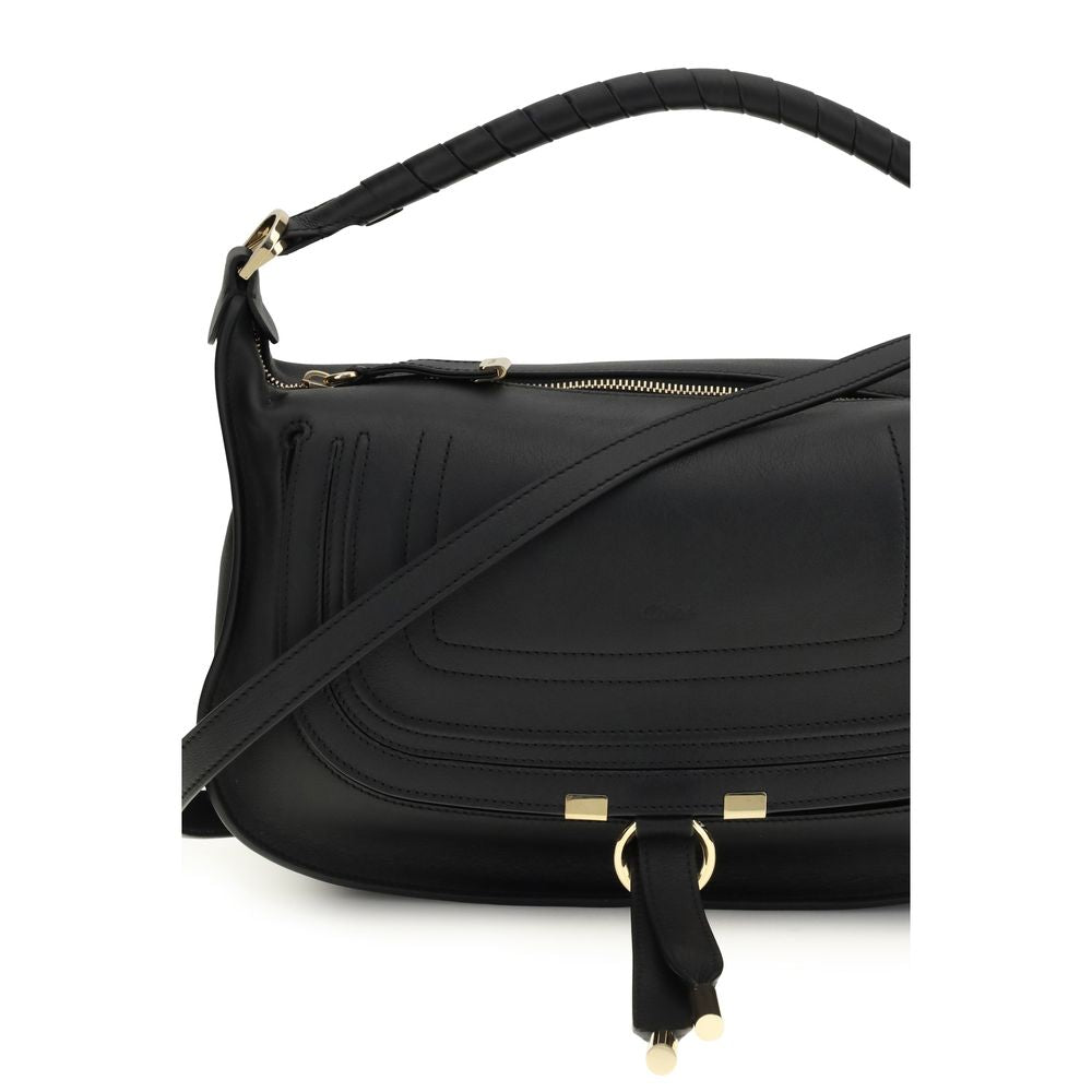 Schwarze Bos Taurus Kalbsleder Schultertasche