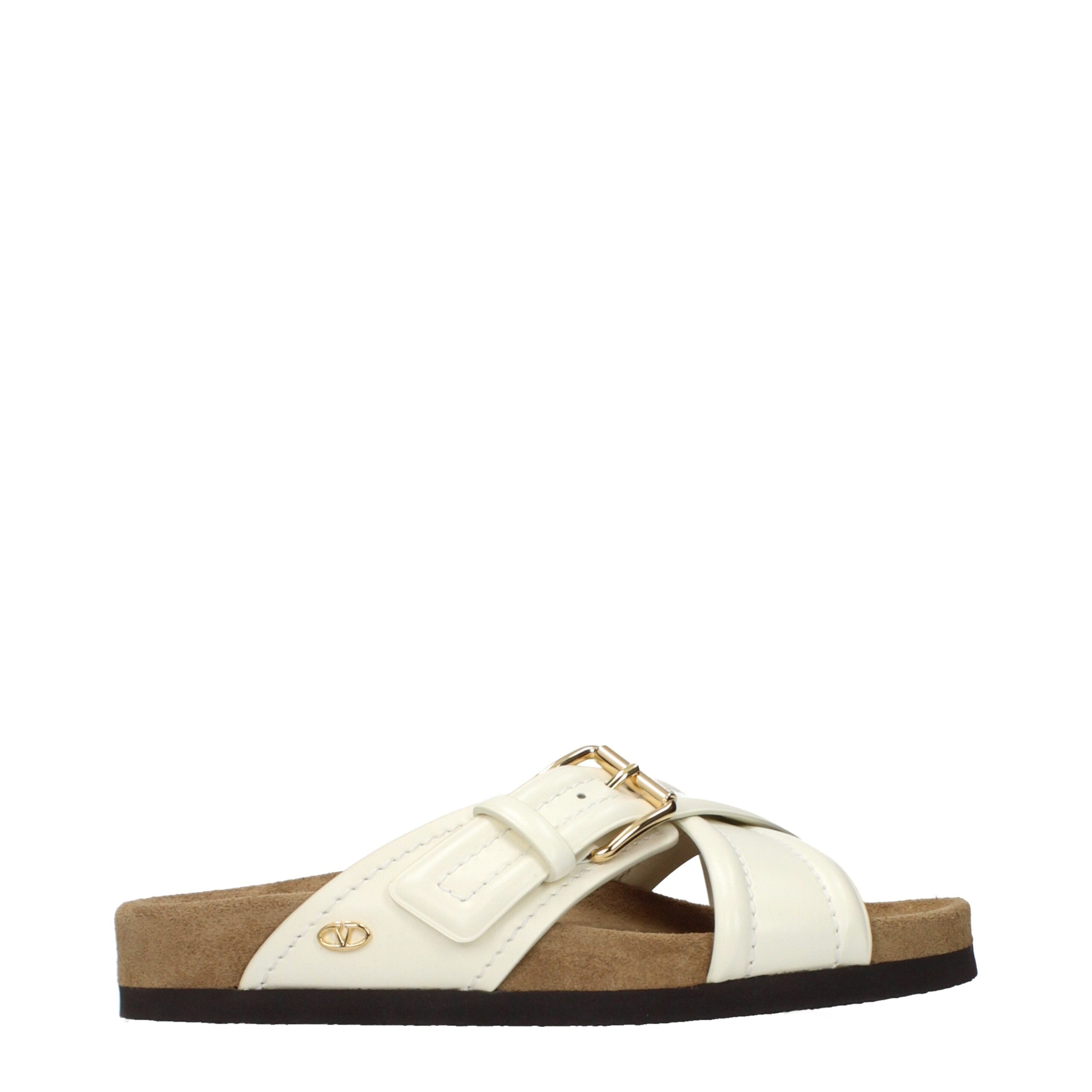 Beige Leder-Slipper