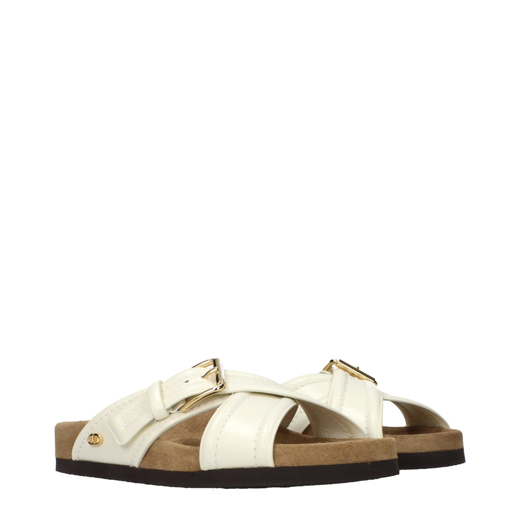 Beige Leder-Slipper