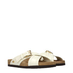 Beige Leder-Slipper