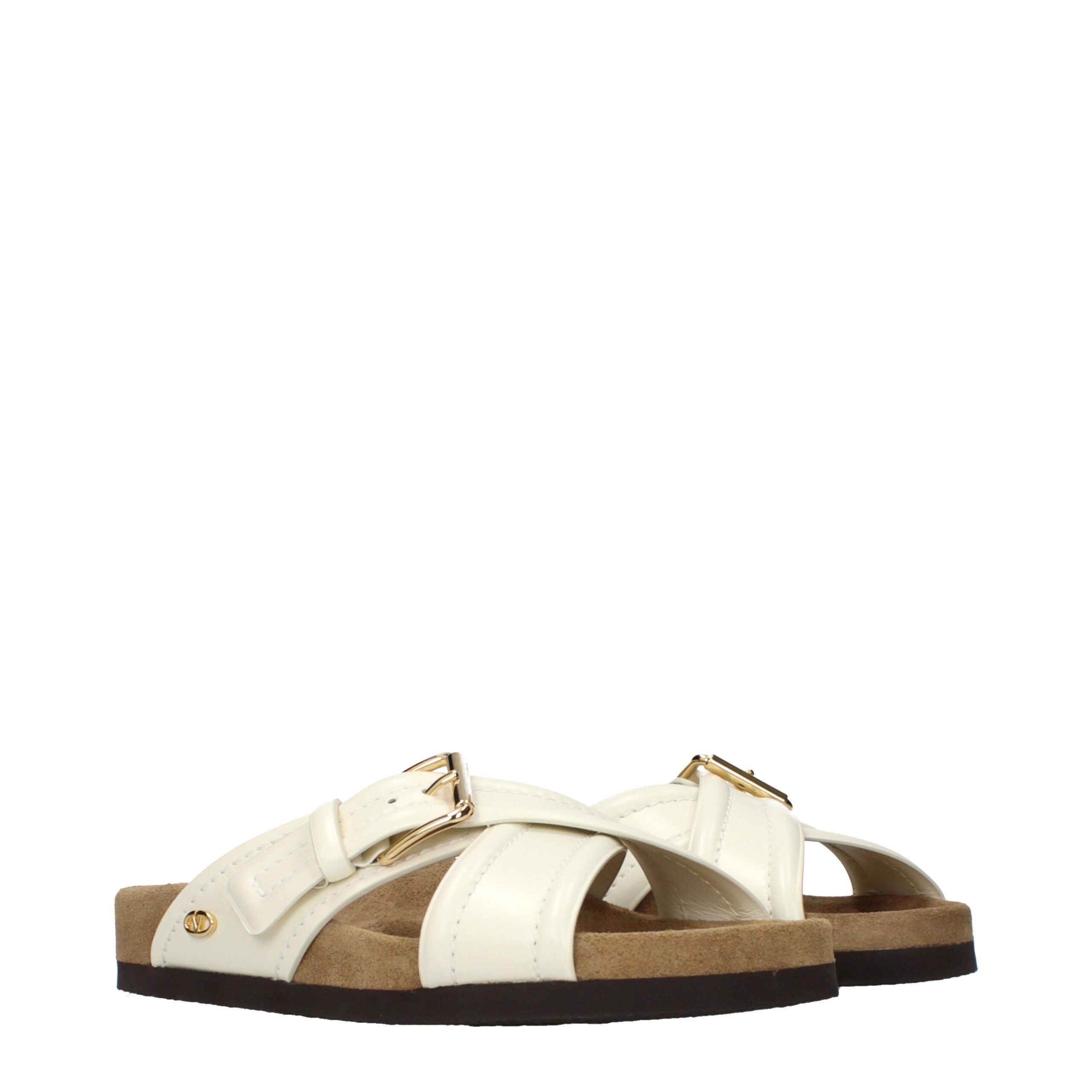 Beige Leder-Slipper