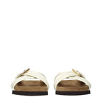 Beige Leder-Slipper