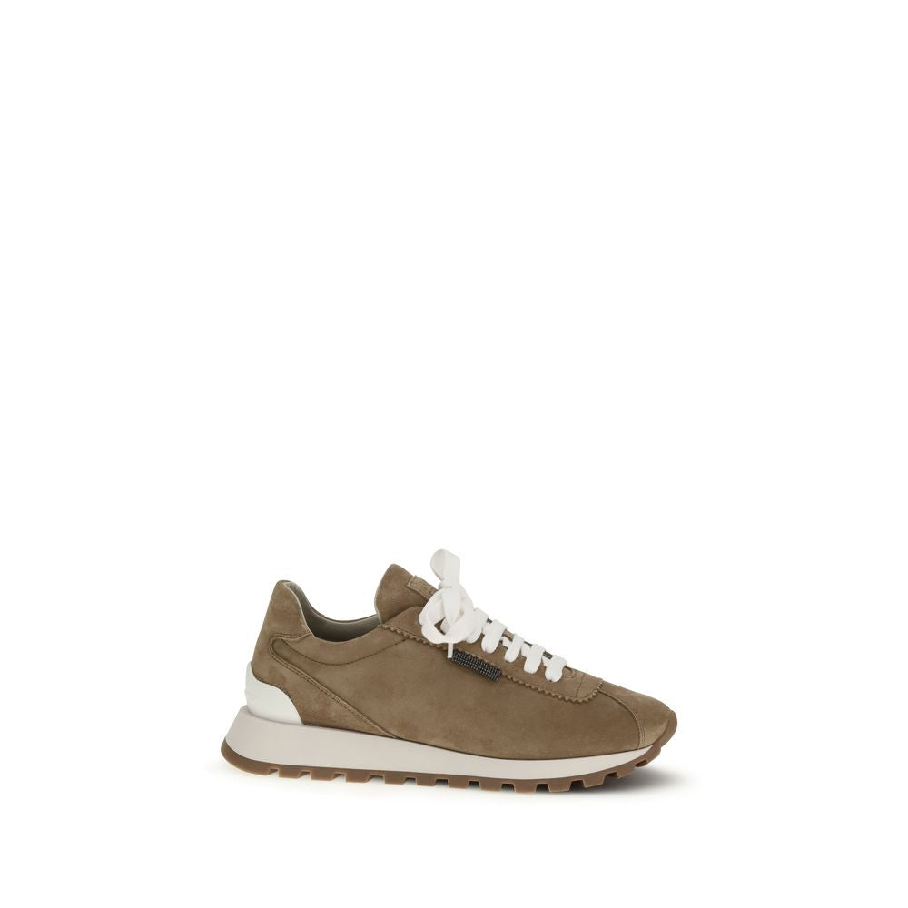 Beige Kalbsleder Bos Taurus Plateau-Sneaker
