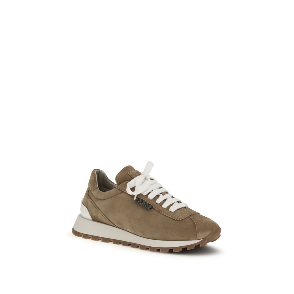 Beige Kalbsleder Bos Taurus Plateau-Sneaker