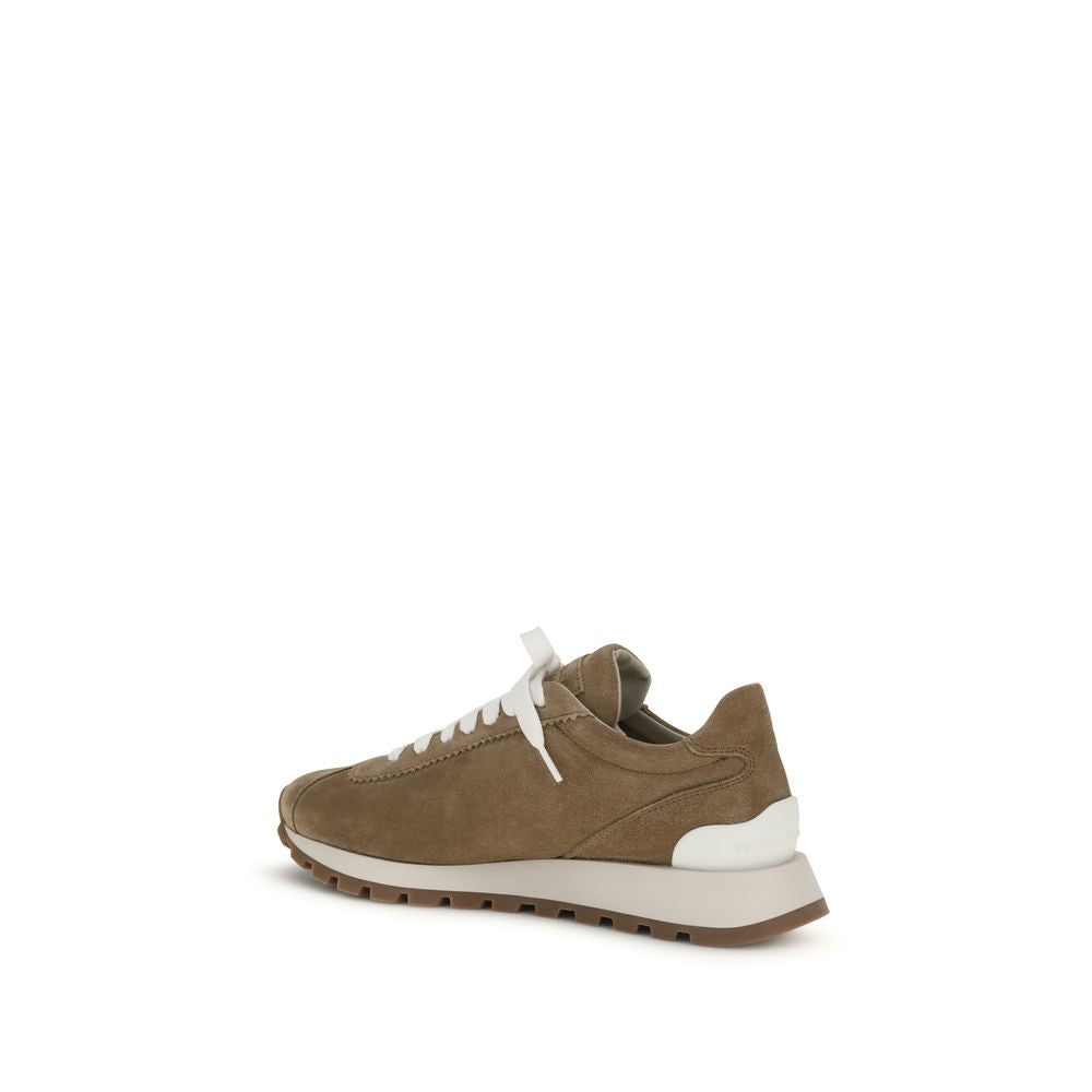 Beige Kalbsleder Bos Taurus Plateau-Sneaker