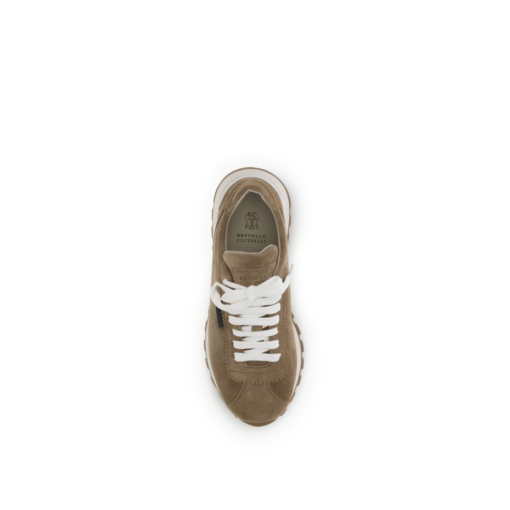 Beige Kalbsleder Bos Taurus Plateau-Sneaker