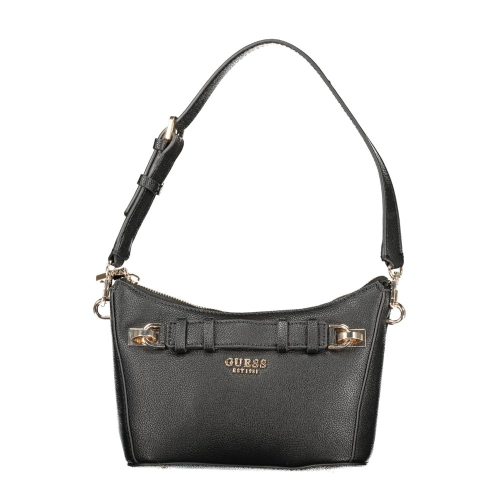 Schwarze Damen-Handtasche aus Polyurethan