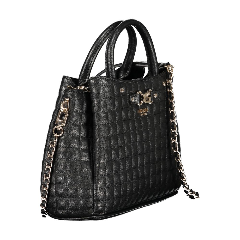 Schwarze Damen-Handtasche aus Polyurethan