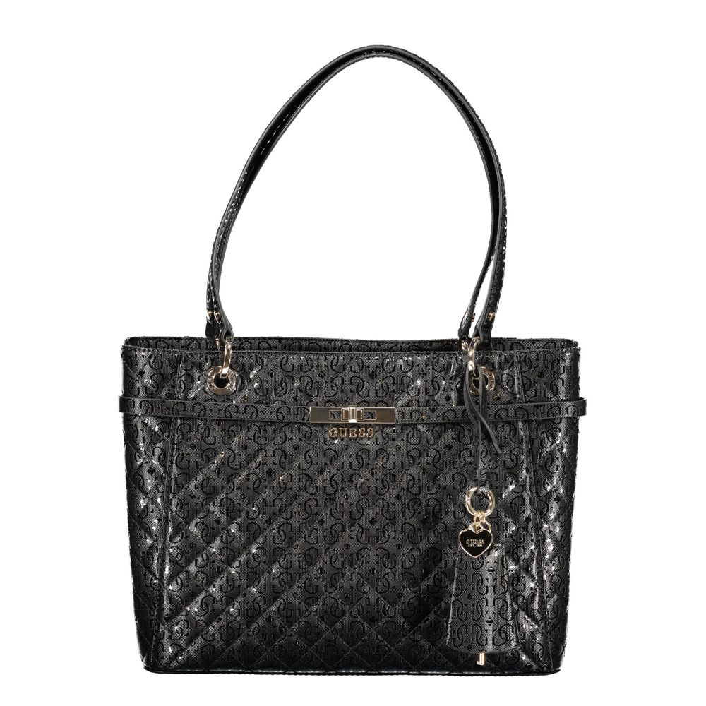 Schwarze Damen-Handtasche aus Polyurethan