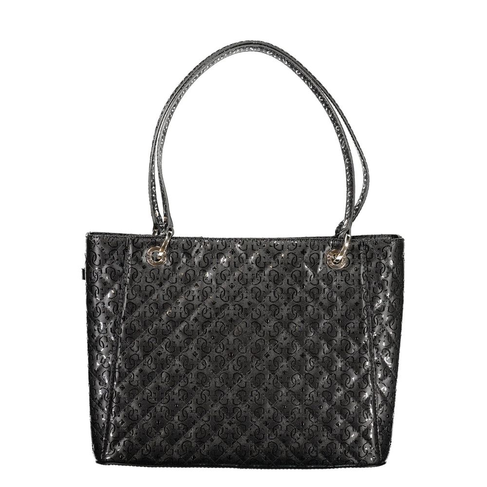 Schwarze Damen-Handtasche aus Polyurethan