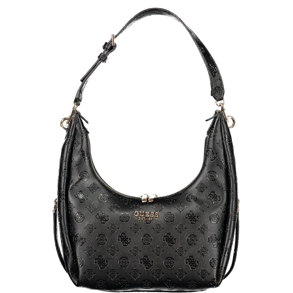 Schwarze Damen-Handtasche aus Polyurethan