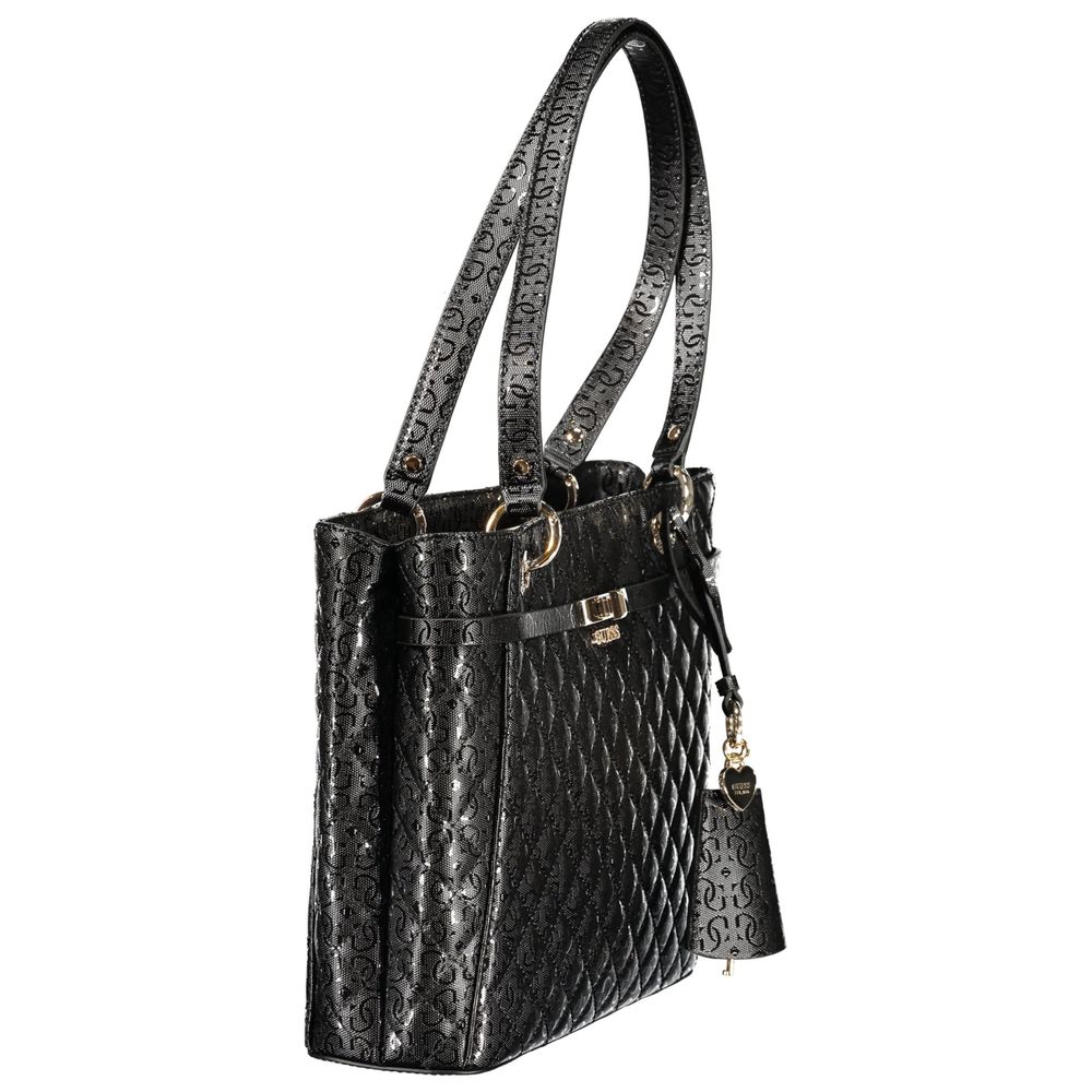 Schwarze Damen-Handtasche aus Polyurethan