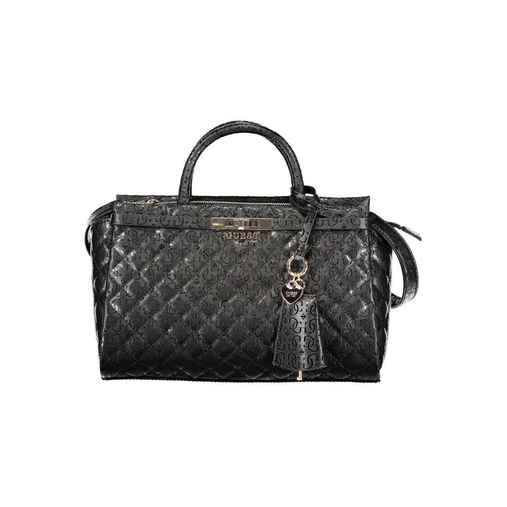 Schwarze Damen-Handtasche aus Polyurethan