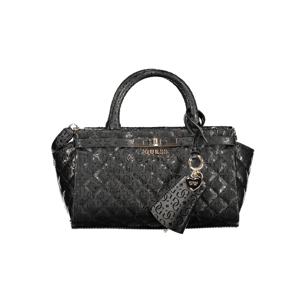 Schwarze Damen-Handtasche aus Polyurethan
