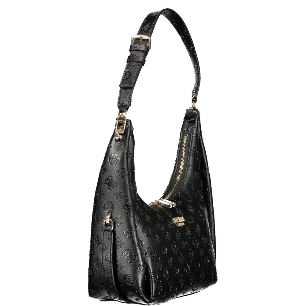 Schwarze Damen-Handtasche aus Polyurethan
