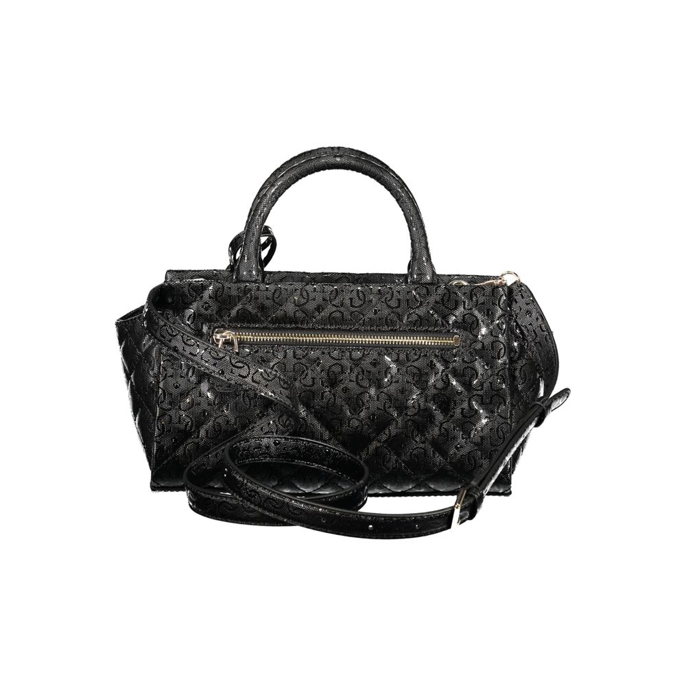 Schwarze Damen-Handtasche aus Polyurethan