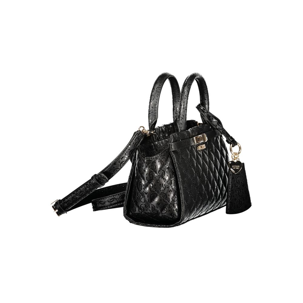 Schwarze Damen-Handtasche aus Polyurethan
