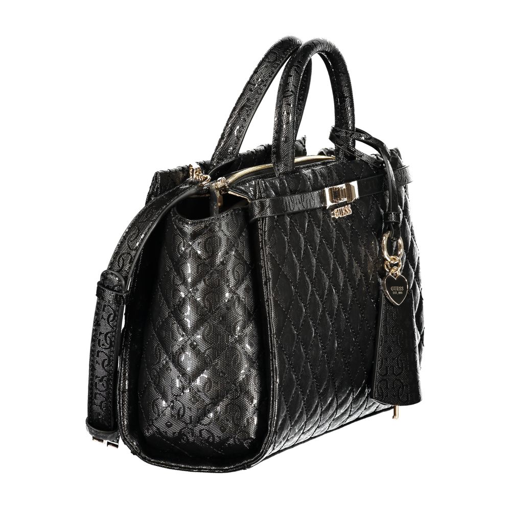 Schwarze Damen-Handtasche aus Polyurethan