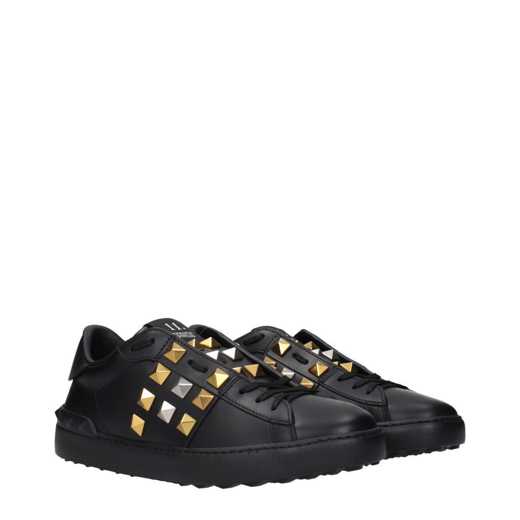 Schwarze Leder-Sneakers