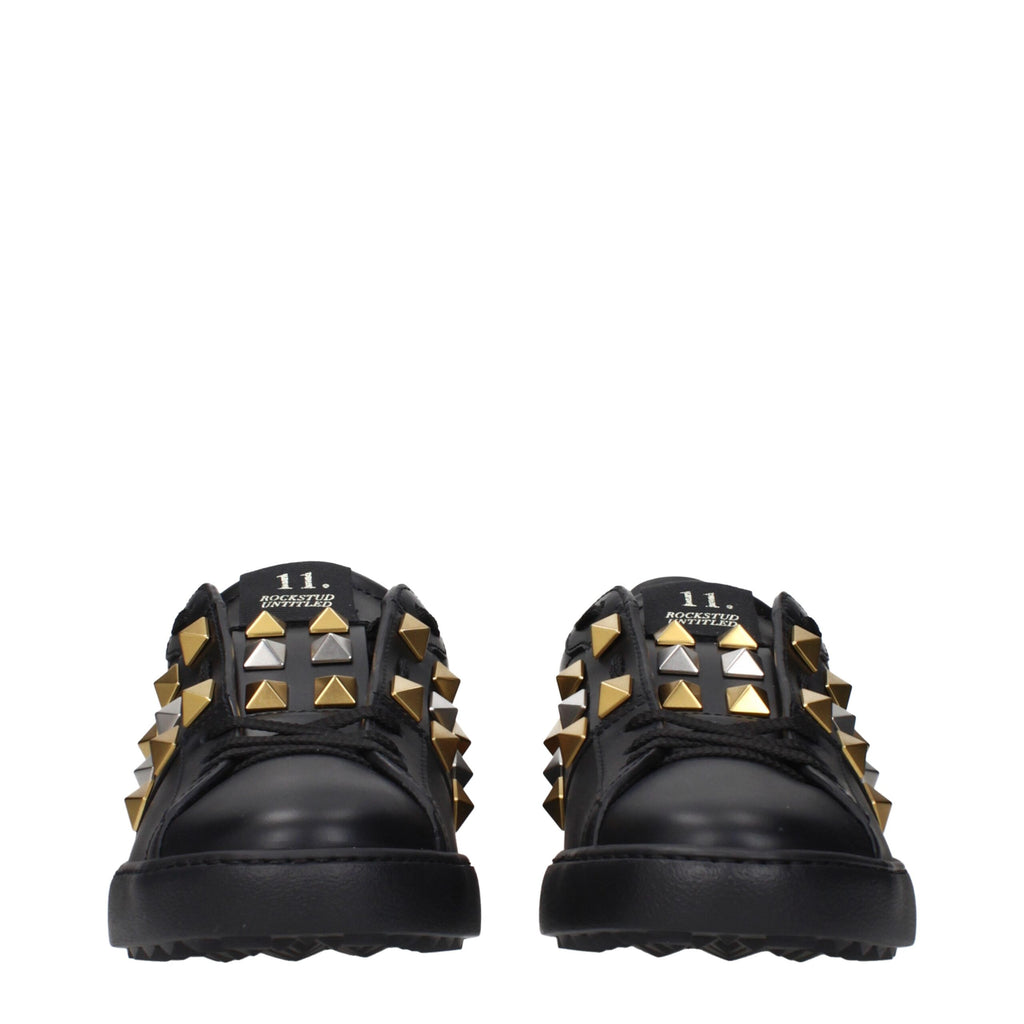 Schwarze Leder-Sneakers