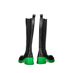 Schwarze Leder Overknee-Stiefel