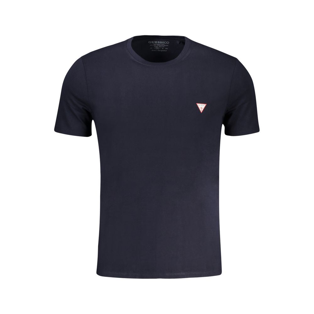 Blaues Slim-Fit-T-Shirt mit Logo-Print
