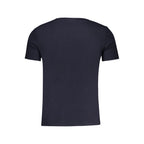 Blaues Slim-Fit-T-Shirt mit Logo-Print