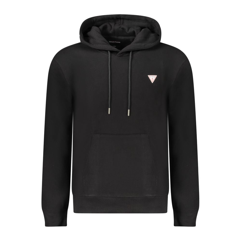 Schwarzer Baumwoll-Herren-Sweatshirt mit Kapuze, Slim Fit