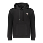 Schwarzer Baumwoll-Herren-Sweatshirt mit Kapuze, Slim Fit