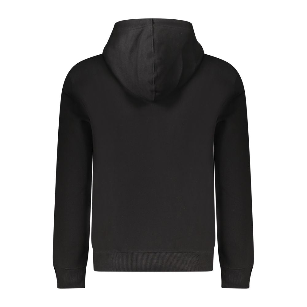 Schwarzer Baumwoll-Herren-Sweatshirt mit Kapuze, Slim Fit