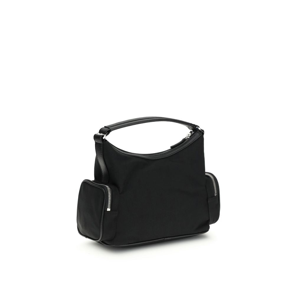 Schwarze Schultertasche aus anderen Fasern