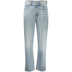Blaue Baumwolljeans mit geradem Bein