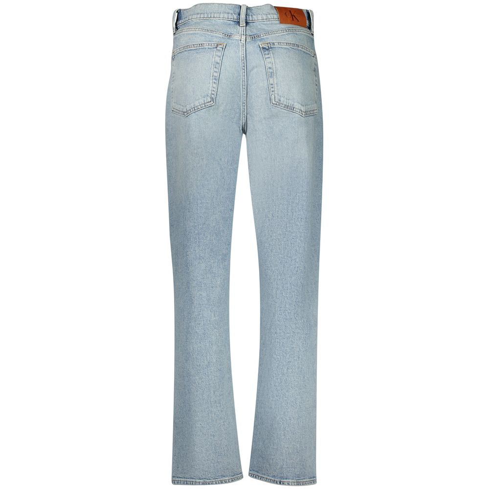 Blaue Baumwolljeans mit geradem Bein