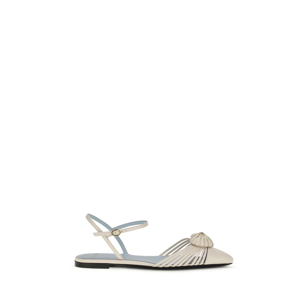Beige Goatskin Flat Sandals