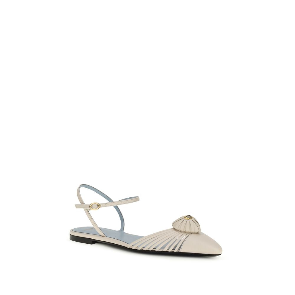 Beige Goatskin Flat Sandals