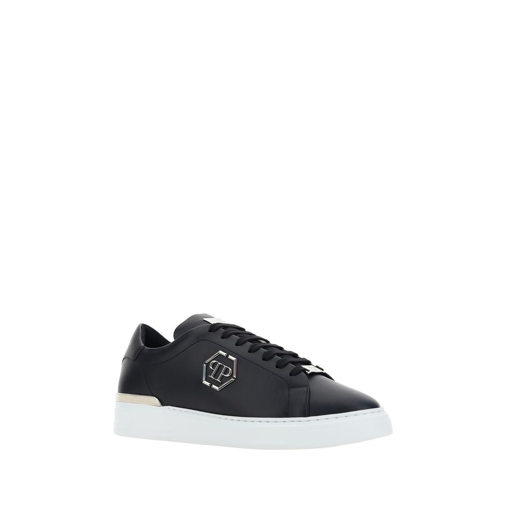 Schwarze Bos Taurus Kalbsleder Low-Top-Sneaker