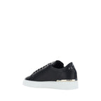 Schwarze Bos Taurus Kalbsleder Low-Top-Sneaker