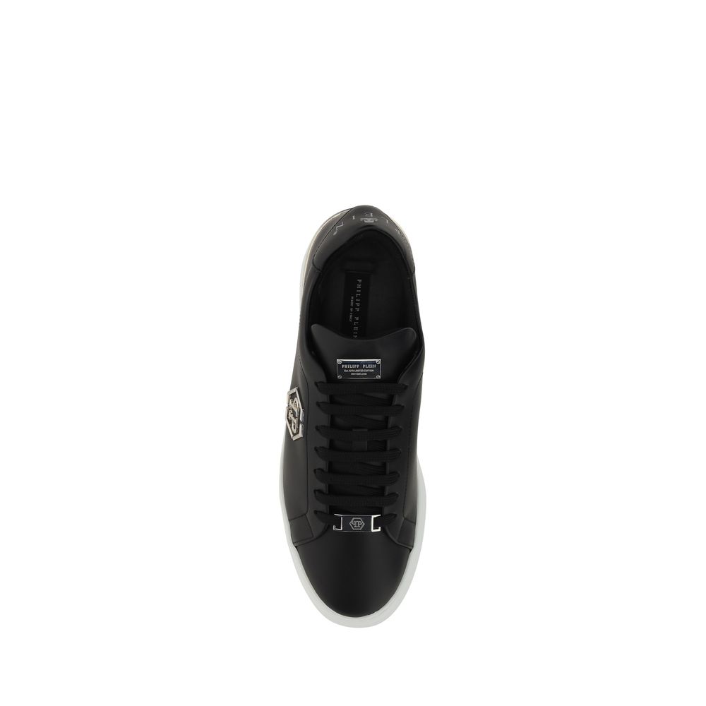 Schwarze Bos Taurus Kalbsleder Low-Top-Sneaker