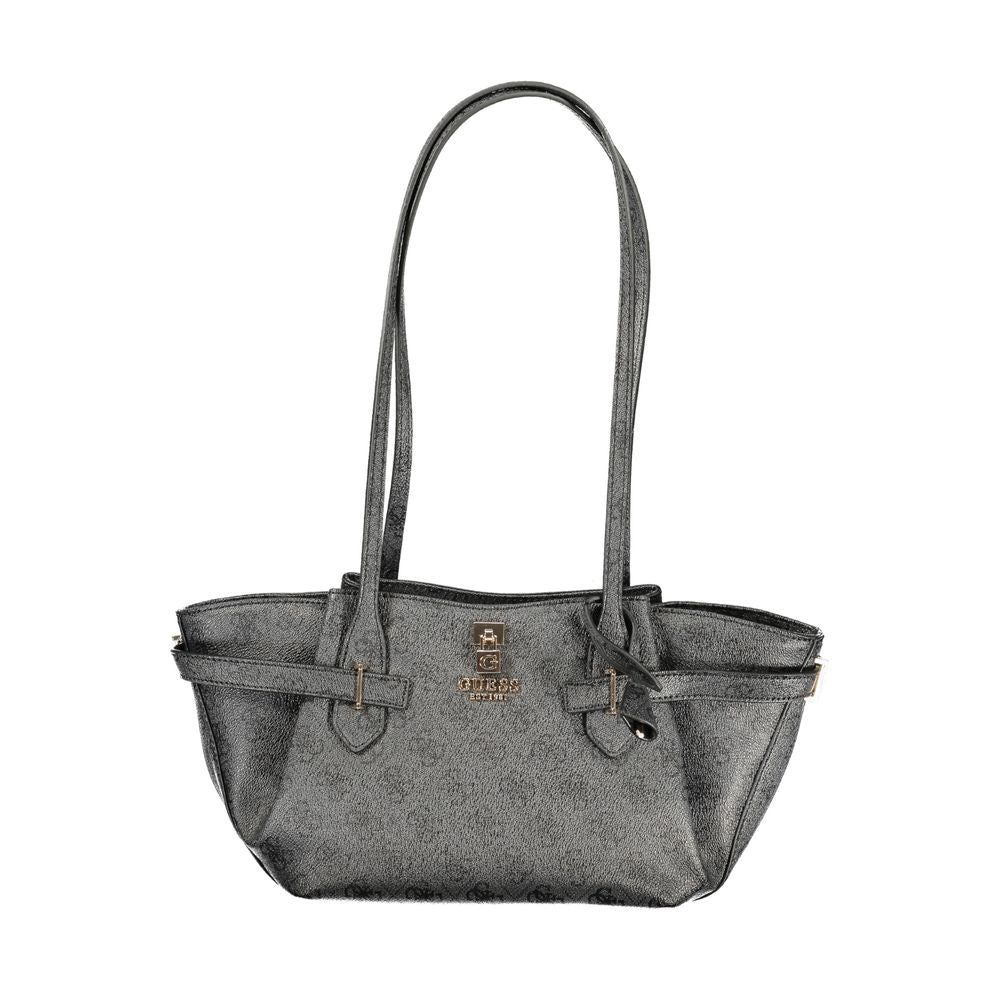 Schwarze Damen-Handtasche aus Polyurethan