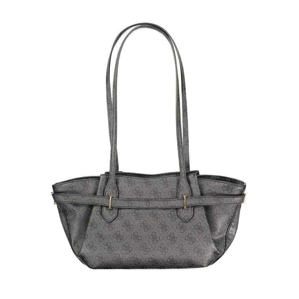 Schwarze Damen-Handtasche aus Polyurethan
