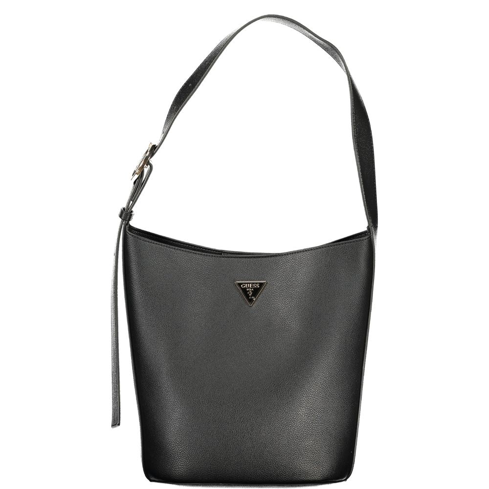 Schwarze Damen-Handtasche aus Polyurethan