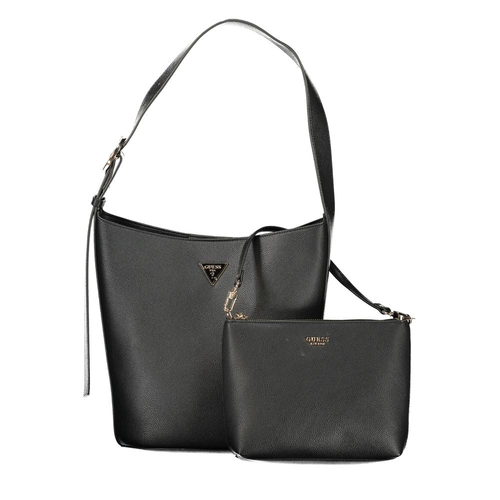 Schwarze Damen-Handtasche aus Polyurethan