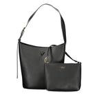 Schwarze Damen-Handtasche aus Polyurethan