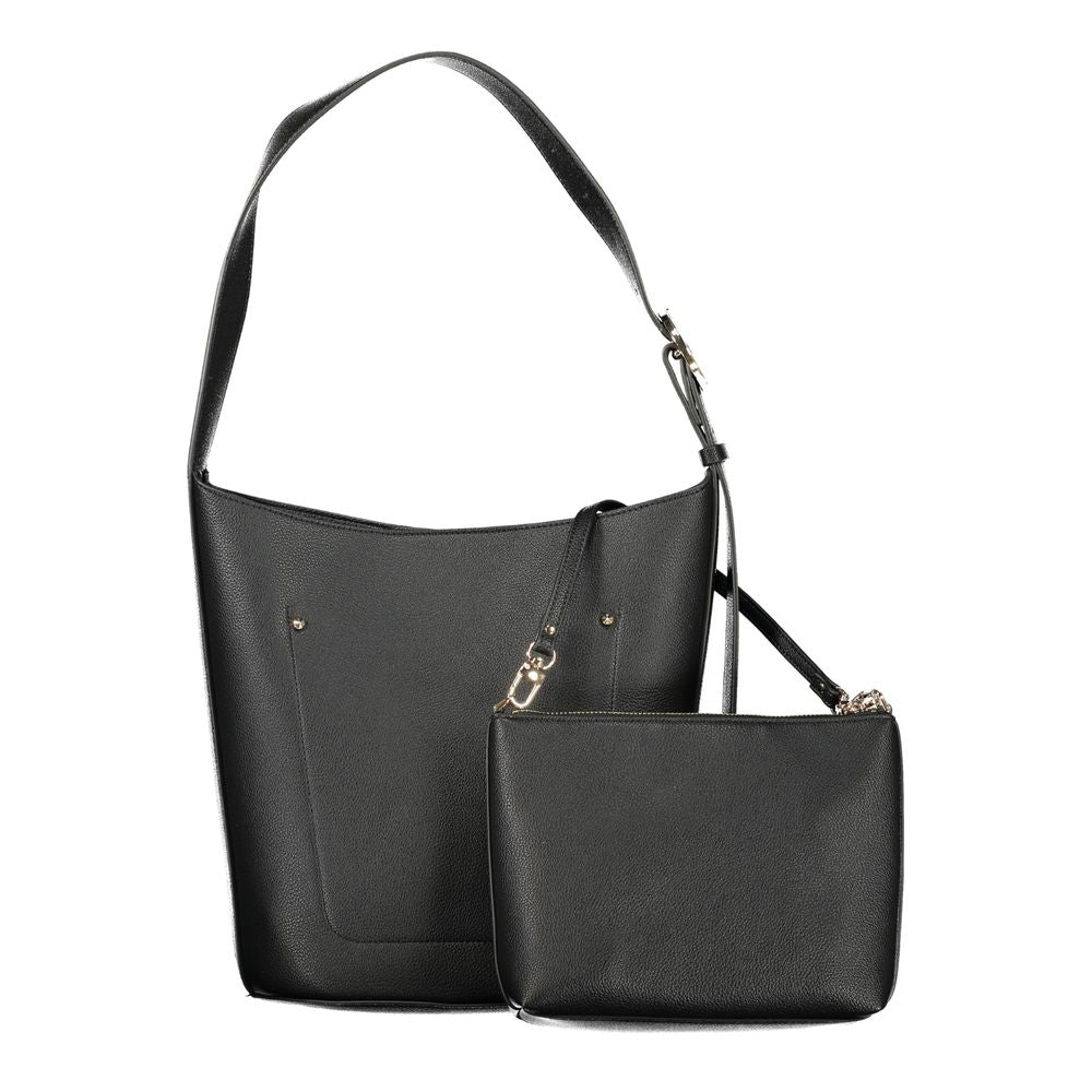 Schwarze Damen-Handtasche aus Polyurethan