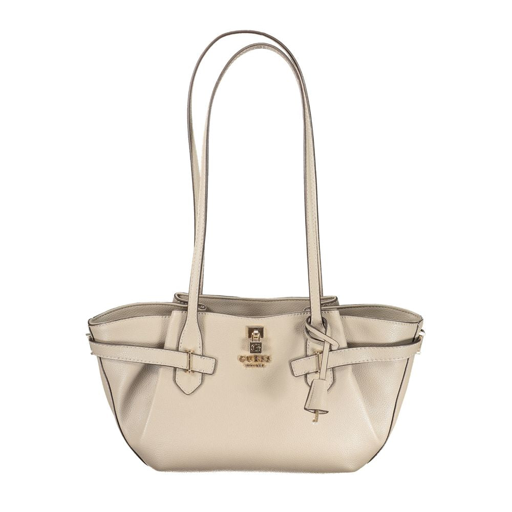 Damen-Handtasche aus beigem Polyurethan