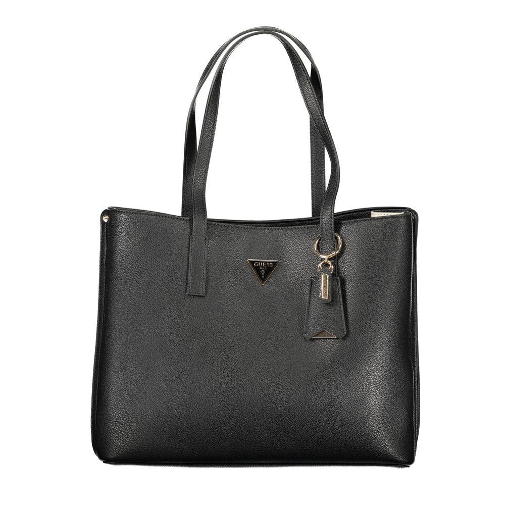 Schwarze Damen-Handtasche aus Polyurethan