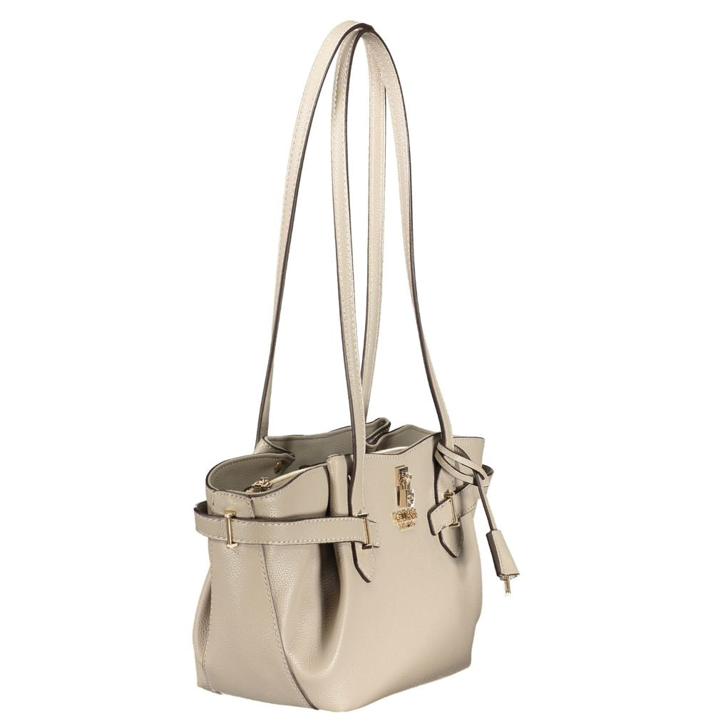 Damen-Handtasche aus beigem Polyurethan