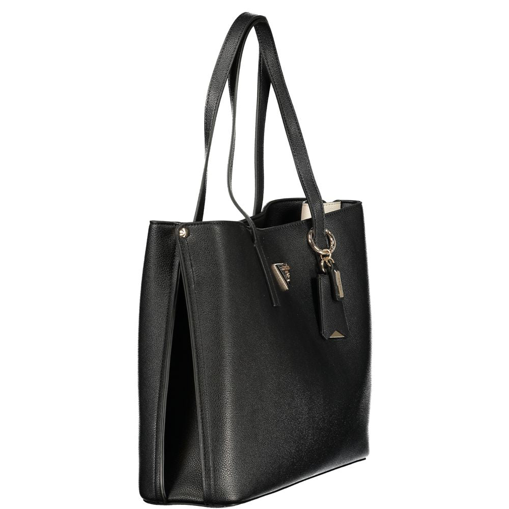 Schwarze Damen-Handtasche aus Polyurethan