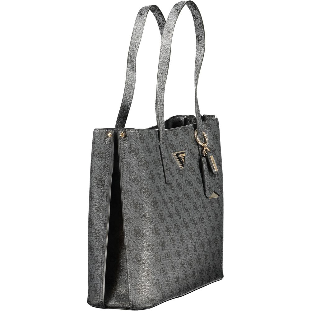 Schwarze Handtasche aus Polyurethan