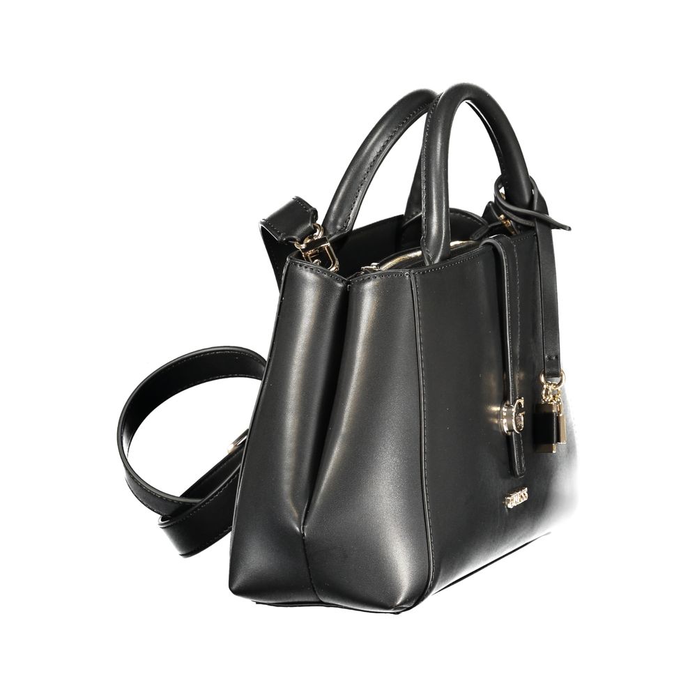 Schwarze Damen-Handtasche aus Polyurethan
